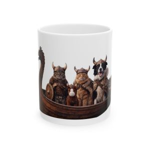 Flip & Viking Friends in Longship Ceramic Coffee Cup (11oz/15oz)